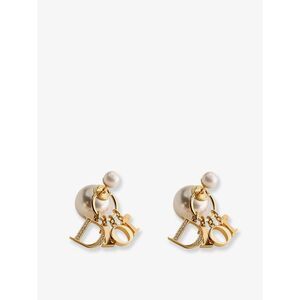 Dior Women Tribales Metal Earrings With Resin Pearls And Crystals
